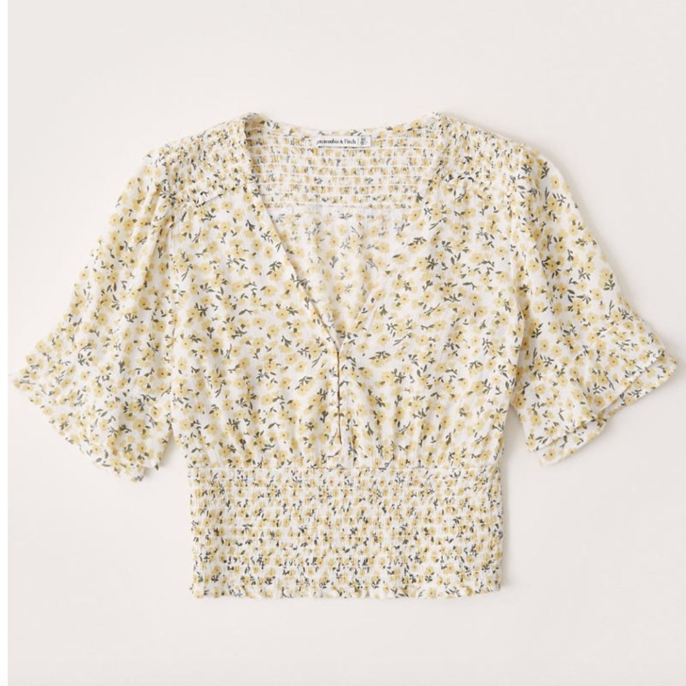 Abercrombie & Fitch Short-Sleeve Smocked-Waist Top